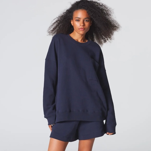 Daphne Sweaters - Daphne Small Golden Night Baggy Sweatshirt Navy Cotton Jersey Comfy Lounge